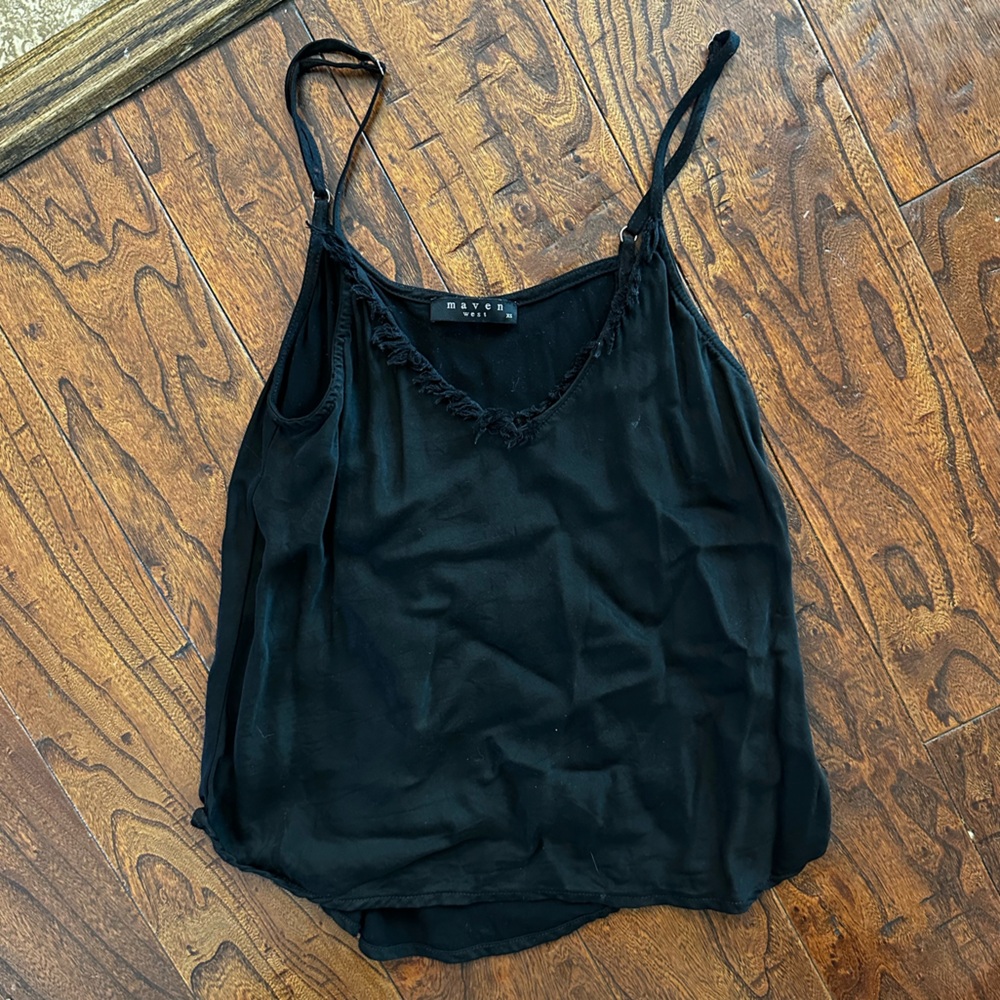 Black Maven West Cupro Fray Strappy Tank